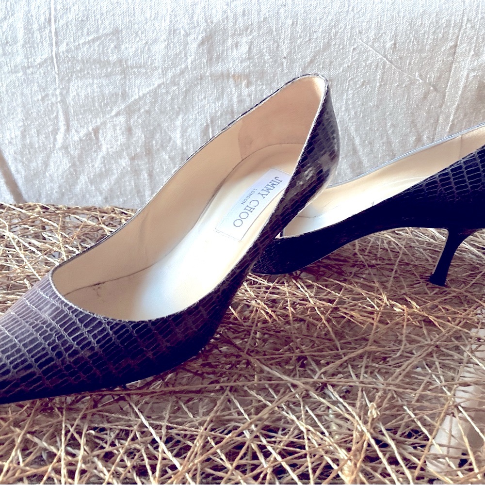 Jimmy Choo Love 65 Gray to Taupe Lizard Pump 7.5 FINAL No further discount